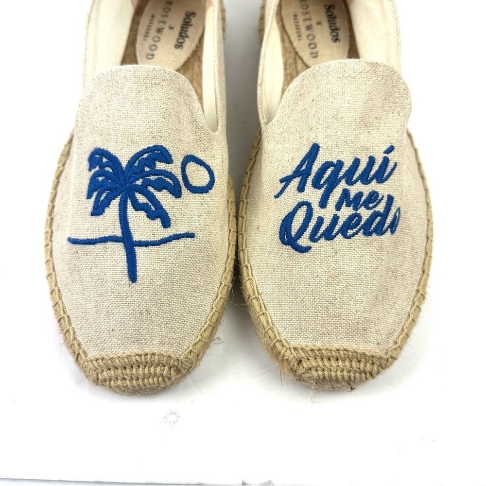 Soludos Rosewood Espadrilles Flats 10 Mayakoba Aqui Me Quedo Shoe Womens New - Picture 3 of 8